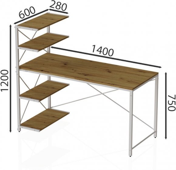 Комп'ютерний стіл Ferrum-decor Джек 75x140x70 Білий ДСП Артизан (FRD-105410)