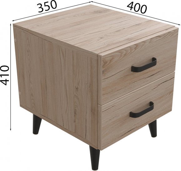 Тумба Віва 2 на конусних ніжках Ferrum-decor 41x35x40 Чорний метал ДСП Дуб Сан-Марино 16 мм (FRD-106814)