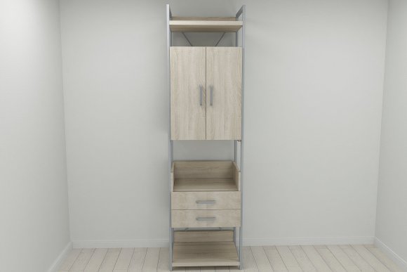Шафа Гардероб Уні секція 5 серії Конект Ferrum-decor 220x60x50см Сірий метал ДСП Дуб Сонома 32 мм (FRD-104517)