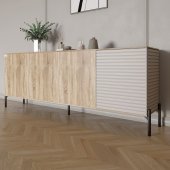 Комод у вітальню на чорних металевих ніжках LION Грей 204x38x76,5 см Дуб сонома/Кашемір (LION-042630) Комод у вітальню на чорних металевих ніжках LION Грей 204x38x76,5 см Дуб сонома/Кашемір (LION-042630)