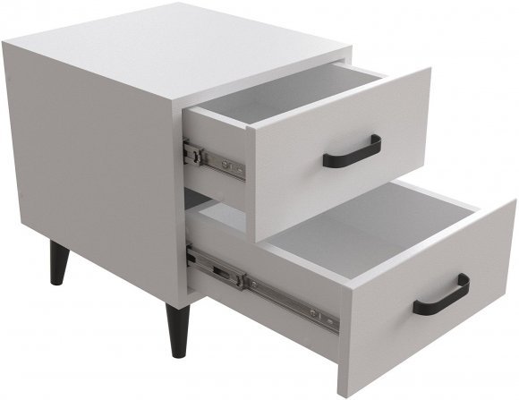 Тумба Віва 2 на конусних ніжках Ferrum-decor 41x35x40 Чорний метал ДСП Білий 16 мм (FRD-106815)