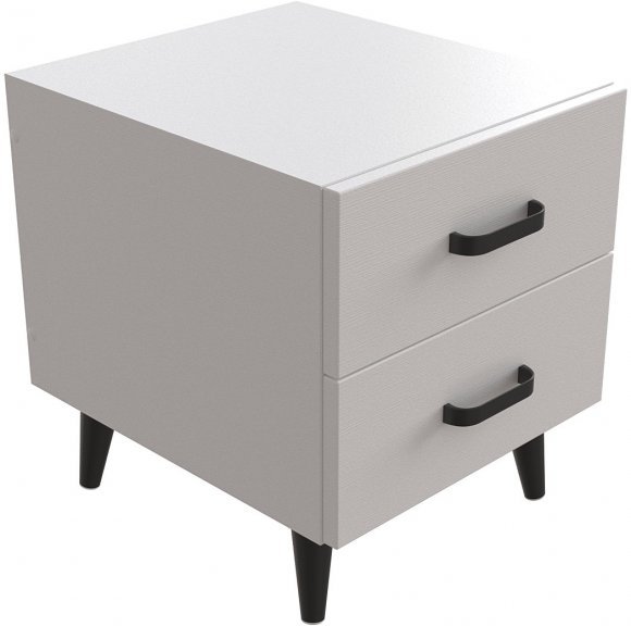 Тумба Віва 2 на конусних ніжках Ferrum-decor 41x35x40 Чорний метал ДСП Білий 16 мм (FRD-106815)