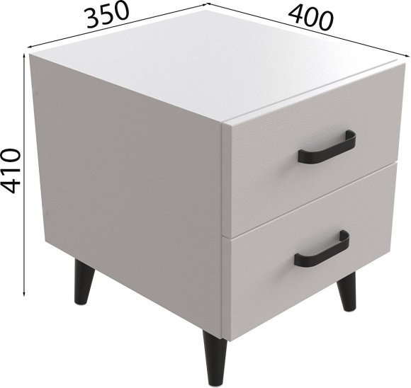 Тумба Віва 2 на конусних ніжках Ferrum-decor 41x35x40 Чорний метал ДСП Білий 16 мм (FRD-106815)