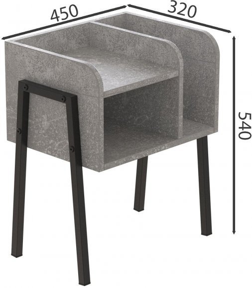 Тумба модульна Ferrum-decor Амелі 540x450x320 метал Чорний ДСП Бетон 16 мм (FRD-103010)