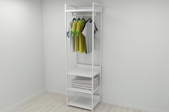 Шафа Гардероб Уні секція 3 серії Конект Ferrum-decor 220x60x50см Білий метал ДСП Білий 32 мм (FRD-104531)