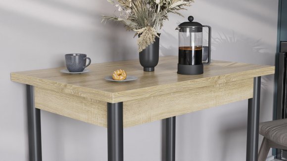 Розкладний обідній стіл трансформер Берта Ferrum-decor 750x1400x900 Чорний метал ДСП Дуб Сонома 16 мм (FRD-105181)