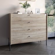 Комод із 4 шухлядами LION Wood із чорними ніжками 100х90х45 см Дуб Сонома (LION-042980) Комод із 4 шухлядами LION Wood із чорними ніжками 100х90х45 см Дуб Сонома (LION-042980)
