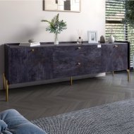 Тумба під телевізор з шухлядами LION Wood з золотими ніжками 160х65х40 см Бетон темний (LION-043110)