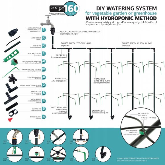 Комплект системи зрошення методом гідропоніки до 160 рослин