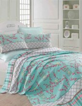 Покривало піке Birdcage turkuaz бірюзовий вафельне 160х235 см