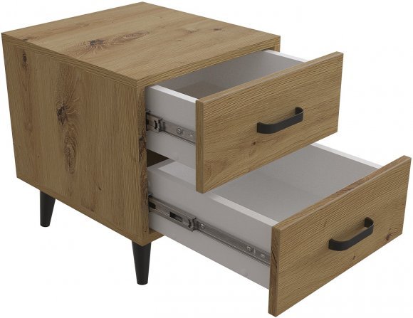 Тумба Віва 2 на конусних ніжках Ferrum-decor 41x35x40 Чорний метал ДСП Дуб Артизан 16 мм (FRD-106816)