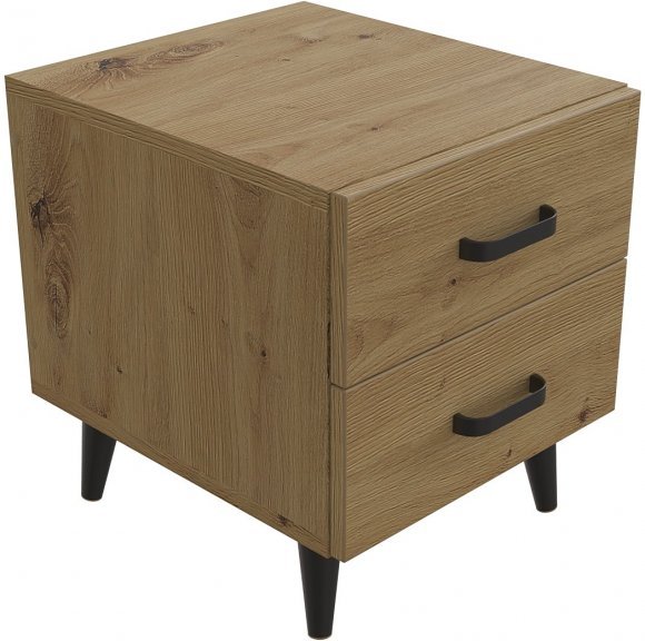 Тумба Віва 2 на конусних ніжках Ferrum-decor 41x35x40 Чорний метал ДСП Дуб Артизан 16 мм (FRD-106816)
