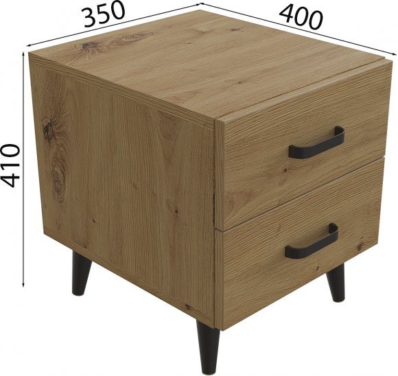 Тумба Віва 2 на конусних ніжках Ferrum-decor 41x35x40 Чорний метал ДСП Дуб Артизан 16 мм (FRD-106816)