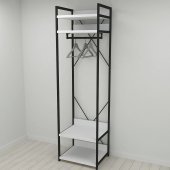 Шафа Гардероб Уні секція 2 серії Конект Ferrum-decor 220x60x50см Чорний метал ДСП Білий 32 мм (FRD-104535)