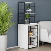 Стіл-тумба трансформер Смарт 3/1 з етажеркою Ferrum-decor 1430x1450x500 Чорний метал ДСП Біле 16 мм (FRD-105109)