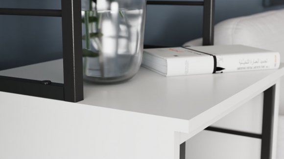 Стіл-тумба трансформер Смарт 3/1 з етажеркою Ferrum-decor 1430x1450x500 Чорний метал ДСП Біле 16 мм (FRD-105109)