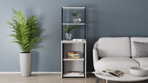 Стіл-тумба трансформер Смарт 3/1 з етажеркою Ferrum-decor 1430x1450x500 Чорний метал ДСП Біле 16 мм (FRD-105109)