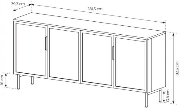Комод з підсвіткою Perfect Home Лумі / Lumi 4D/181 4-дверний Дуб дунін (PFH-091383)