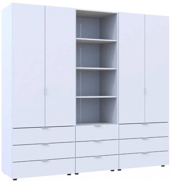 Шафа для одягу Doros Гелар Білий 2+2ДСП з пеналом 215х49.5х203.4 (DRS-011915)