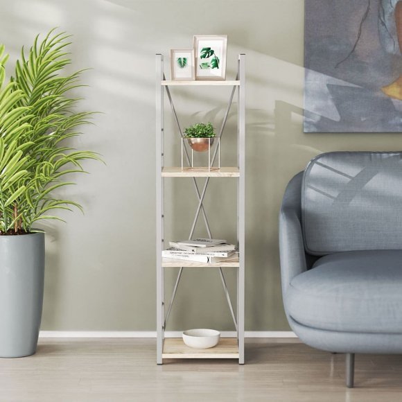 Етажерка 4/34 Ferrum-decor Серії Конект 120x34x28 сірий ДСП Дуб Сан-Марино 16мм (FRD-104284)
