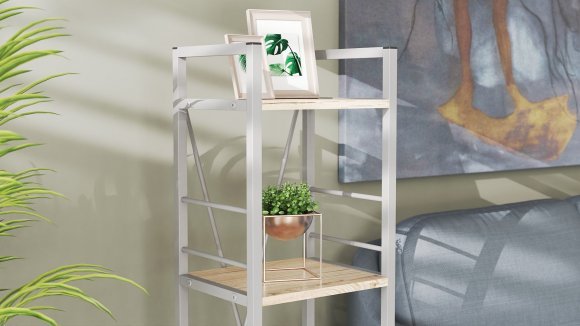 Етажерка 4/34 Ferrum-decor Серії Конект 120x34x28 сірий ДСП Дуб Сан-Марино 16мм (FRD-104284)