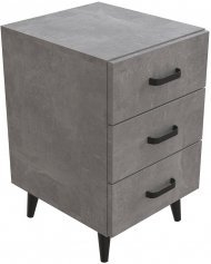 Тумба Віва 3 на конусних ніжках Ferrum-decor 56,5x35x40 Чорний метал ДСП Бетон 16 мм (FRD-106817)