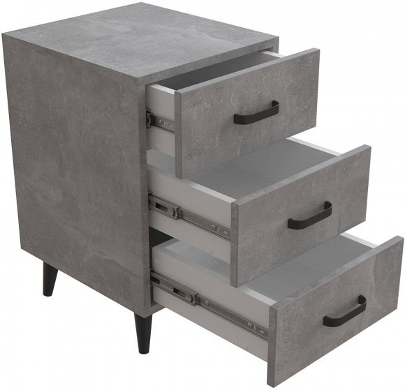 Тумба Віва 3 на конусних ніжках Ferrum-decor 56,5x35x40 Чорний метал ДСП Бетон 16 мм (FRD-106817) Тумба Віва 3 на конусних ніжках Ferrum-decor 56,5x35x40 Чорний метал ДСП Бетон 16 мм (FRD-106817)