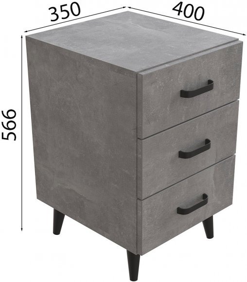Тумба Віва 3 на конусних ніжках Ferrum-decor 56,5x35x40 Чорний метал ДСП Бетон 16 мм (FRD-106817) Тумба Віва 3 на конусних ніжках Ferrum-decor 56,5x35x40 Чорний метал ДСП Бетон 16 мм (FRD-106817)