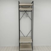Шафа Гардероб Уні секція 2 серії Конект Ferrum-decor 220x60x50см Чорний метал ДСП Дуб Сонома 32 мм (FRD-104537)