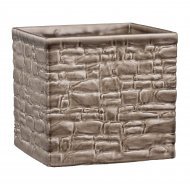 Кашпо для квітів Stone Look кераміка 15" кам'яний куб 63416
