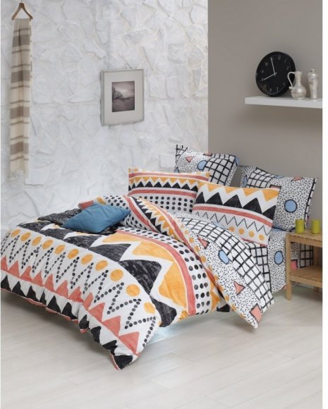 Постільна білизна Home Perfect Ranforce Bettina жовтий євро 200х220 см