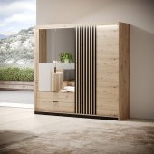 Шафа напівкупе для одягу Perfect Home Таллі / Tally 4-дверна з дзеркалом 4D2S/220 Дуб артизан/антрацит (PFH-091097)