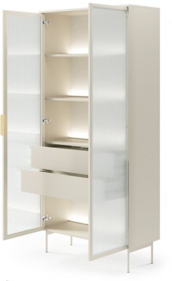 Вітрина висока з підсвіткою Perfect Home Лумі / Lumi 2D2S/91 2-дверна з 2 шухлядами Кашемір (PFH-091382)