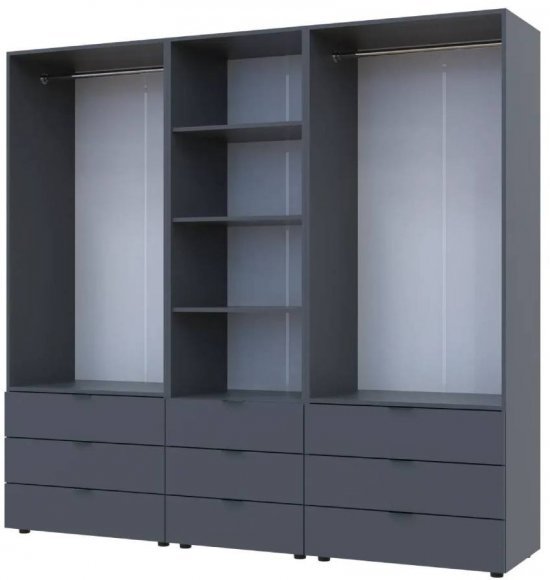 Шафа для одягу Doros Гелар Графіт 2+2ДСП з пеналом 215х49.5х203.4 (DRS-011916)