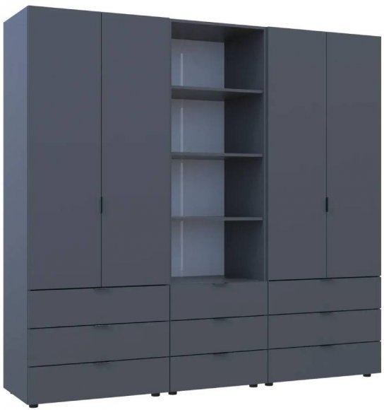 Шафа для одягу Doros Гелар Графіт 2+2ДСП з пеналом 215х49.5х203.4 (DRS-011916)