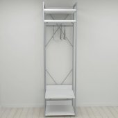 Шафа Гардероб Уні секція 2 серії Конект Ferrum-decor 220x60x50см Сірий метал ДСП Білий 32 мм (FRD-104539)