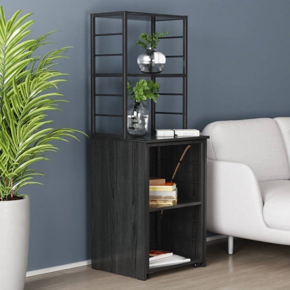Стіл-тумба трансформер Смарт 3/1 з етажеркою Ferrum-decor 1430x1450x500 Чорний метал ДСП Сосна Кембра 16 мм (FRD-105111)
