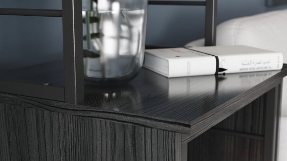 Стіл-тумба трансформер Смарт 3/1 з етажеркою Ferrum-decor 1430x1450x500 Чорний метал ДСП Сосна Кембра 16 мм (FRD-105111)
