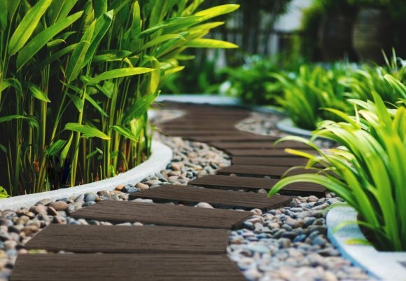 Декор доріжок для саду 25х60 см коричневий шпали