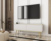 Тумба під телевізор Perfect Home Оро / Oro 2-дверна з золотими ніжками RTV135 Білий (PFH-091313) Тумба під телевізор Perfect Home Оро / Oro 2-дверна з золотими ніжками RTV135 Білий (PFH-091313)