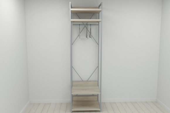 Шафа Гардероб Уні секція 2 серії Конект Ferrum-decor 220x60x50см Сірий метал ДСП Дуб Сонома 32 мм (FRD-104541)