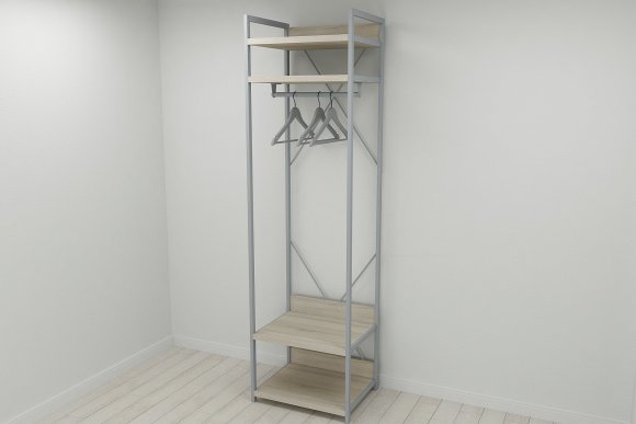 Шафа Гардероб Уні секція 2 серії Конект Ferrum-decor 220x60x50см Сірий метал ДСП Дуб Сонома 32 мм (FRD-104541)