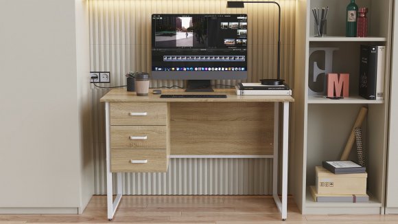 Письмовий стіл Ferrum-decor Гаррі 75x120x70 білий ДСП Дуб Сонома 16мм (FRD-101002)