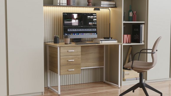 Письмовий стіл Ferrum-decor Гаррі 75x120x70 білий ДСП Дуб Сонома 16мм (FRD-101002)