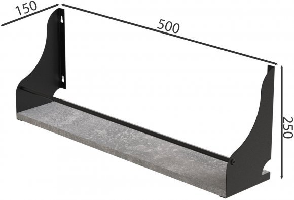 Полиця настінна Ferrum-decor Ізі 260x500x150 метал Чорний ДСП Бетон 16 мм (FRD-102911) Полиця настінна Ferrum-decor Ізі 260x500x150 метал Чорний ДСП Бетон 16 мм (FRD-102911)