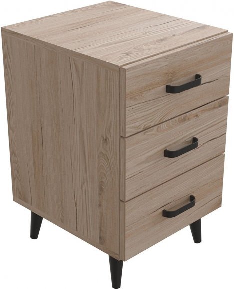 Тумба Віва 3 на конусних ніжках Ferrum-decor 56,5x35x40 Чорний метал ДСП Дуб Сан-Марино 16 мм (FRD-106822)