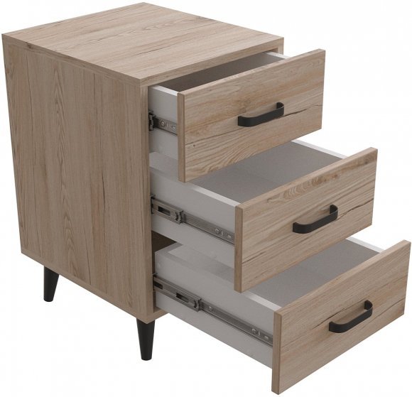 Тумба Віва 3 на конусних ніжках Ferrum-decor 56,5x35x40 Чорний метал ДСП Дуб Сан-Марино 16 мм (FRD-106822)