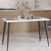Кухонний стіл Марсель 50 Ferrum-decor 75x120x60 Чорний метал ДСП Білий 32 мм (FRD-106701)