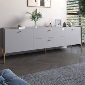 Тумба під телевізор з шухлядами LION Wood з золотими ніжками 160х65х40 см Кашемір (LION-043117)
