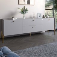 Тумба під телевізор з шухлядами LION Wood з золотими ніжками 160х65х40 см Кашемір (LION-043117)